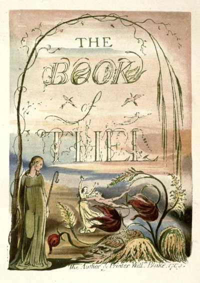 Illustration from William Blake, painter and poet by Richard Garnett, identified as The Book of Thel, title-page by W. Griggs after William Blake